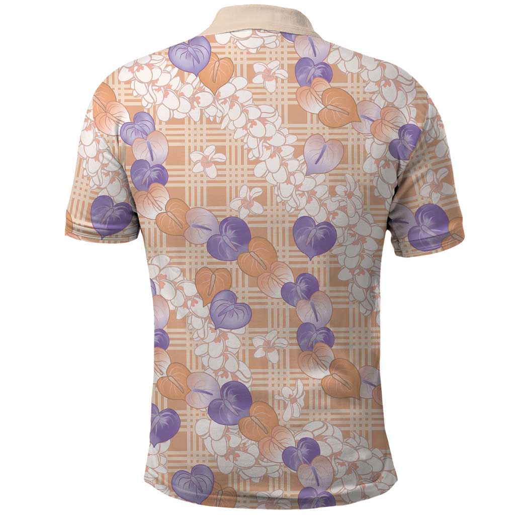 Anthurium Plumeria Lei Pastel Polo Shirt Orange Hawaiian Splendid Palaka
