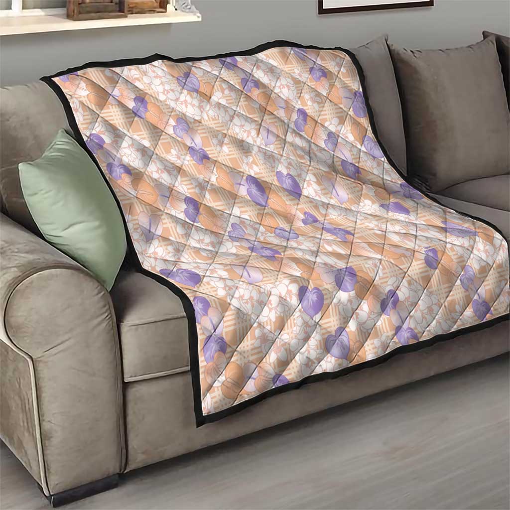 Anthurium Plumeria Lei Pastel Quilt Orange Hawaiian Splendid Palaka