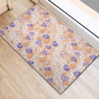 Anthurium Plumeria Lei Pastel Rubber Doormat Orange Hawaiian Splendid Palaka