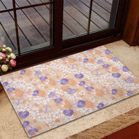 Anthurium Plumeria Lei Pastel Rubber Doormat Orange Hawaiian Splendid Palaka