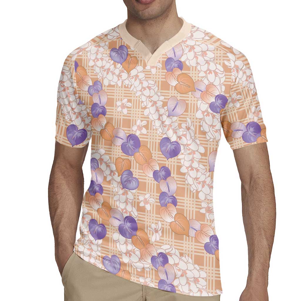 Anthurium Plumeria Lei Pastel Rugby Jersey Orange Hawaiian Splendid Palaka