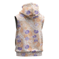 Anthurium Plumeria Lei Pastel Sleeveless Zip Hoodie Orange Hawaiian Splendid Palaka