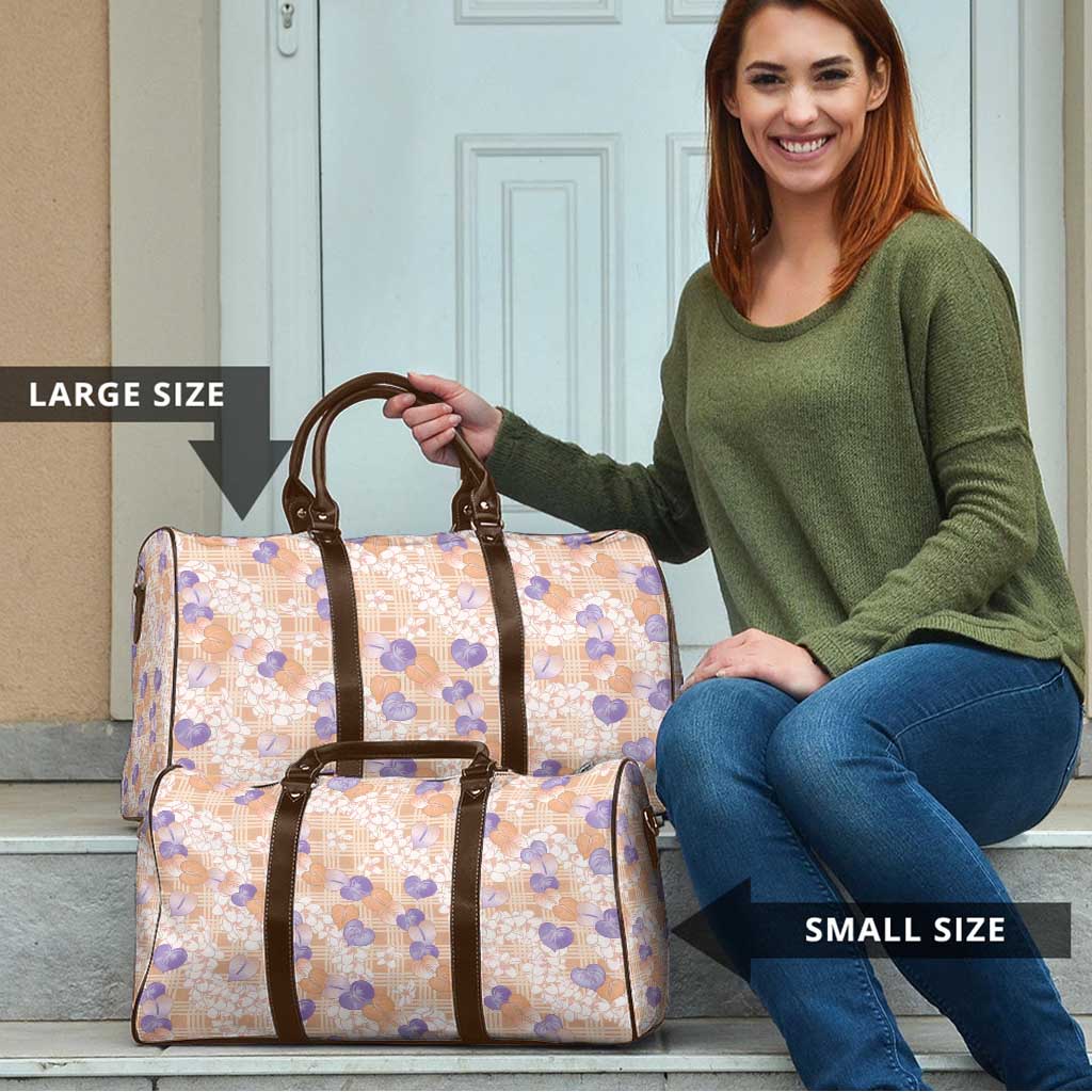 Anthurium Plumeria Lei Pastel Travel Bag Orange Hawaiian Splendid Palaka