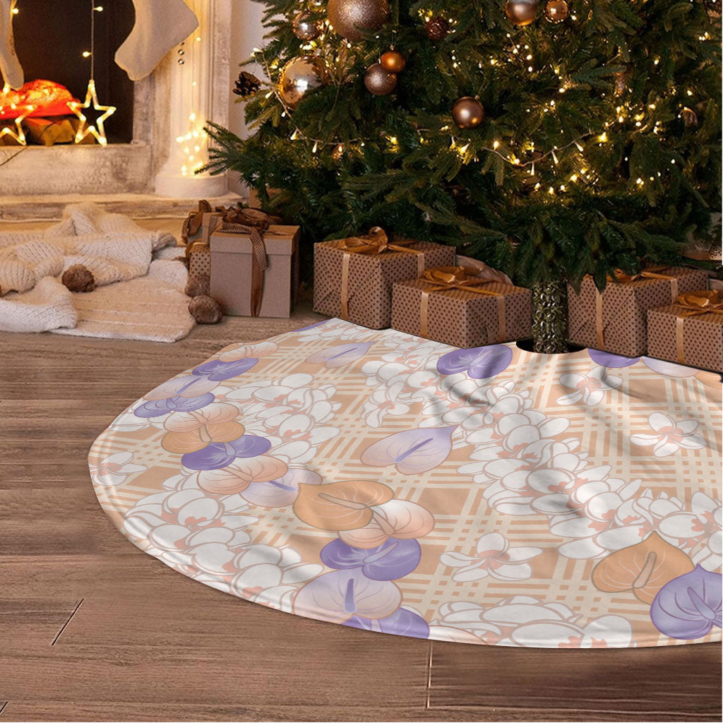 Anthurium Plumeria Lei Pastel Tree Skirt Orange Hawaiian Splendid Palaka LT01 - Polynesian Pride