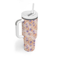 Anthurium Plumeria Lei Pastel Tumbler With Handle Orange Hawaiian Splendid Palaka