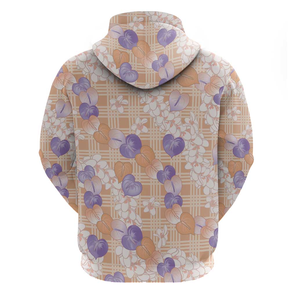 Anthurium Plumeria Lei Pastel Zip Hoodie Orange Hawaiian Splendid Palaka