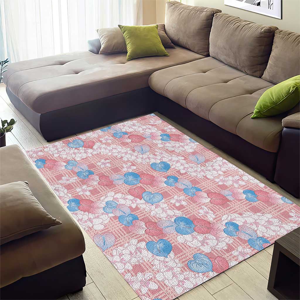 Anthurium Plumeria Lei Pastel Area Rug Pink Hawaiian Splendid Palaka