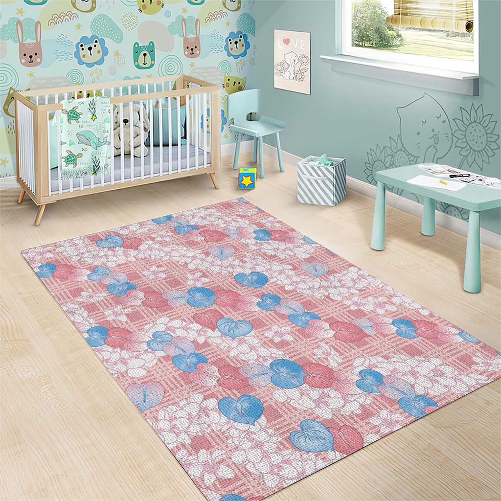 Anthurium Plumeria Lei Pastel Area Rug Pink Hawaiian Splendid Palaka