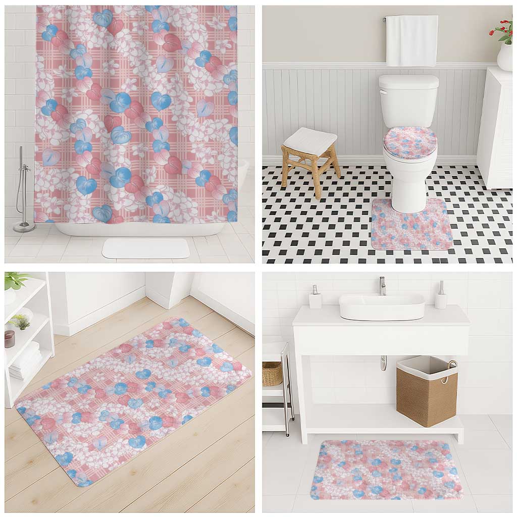 Anthurium Plumeria Lei Pastel Bathroom Set Pink Hawaiian Splendid Palaka