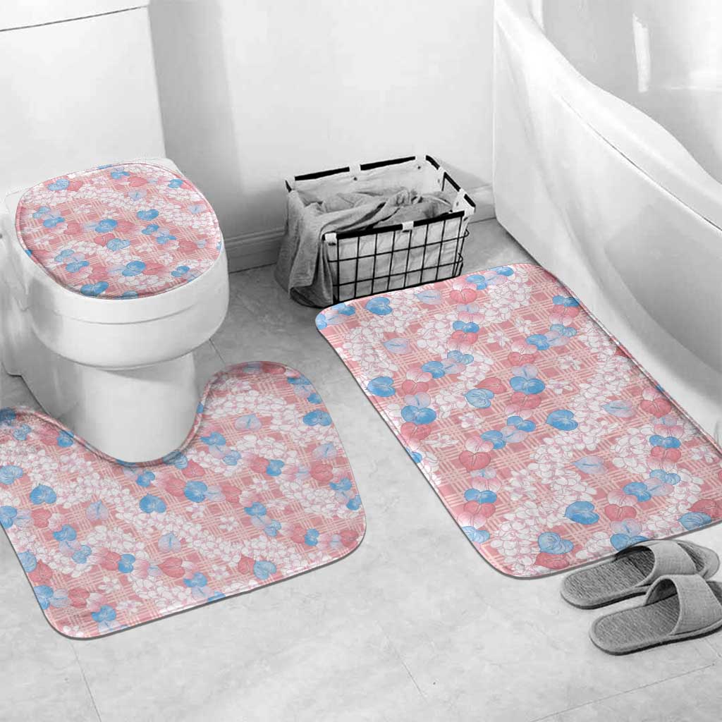 Anthurium Plumeria Lei Pastel Bathroom Set Pink Hawaiian Splendid Palaka