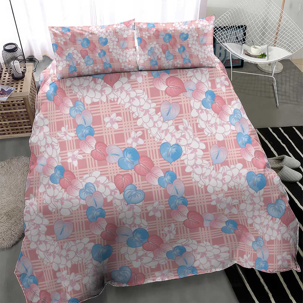 Anthurium Plumeria Lei Pastel Bedding Set Pink Hawaiian Splendid Palaka