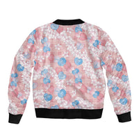 Anthurium Plumeria Lei Pastel Bomber Jacket Pink Hawaiian Splendid Palaka