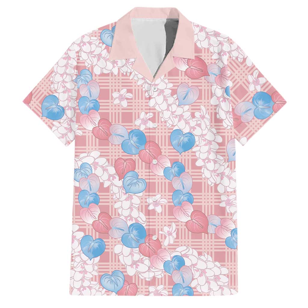 Anthurium Plumeria Lei Pastel Family Matching Long Sleeve Bodycon Dress and Hawaiian Shirt Pink Hawaiian Splendid Palaka LT01 Dad's Shirt - Short Sleeve Pink - Polynesian Pride