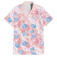 Anthurium Plumeria Lei Pastel Family Matching Tank Maxi Dress and Hawaiian Shirt Pink Hawaiian Splendid Palaka LT01 Dad's Shirt - Short Sleeve Pink - Polynesian Pride
