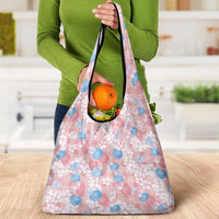Anthurium Plumeria Lei Pastel Grocery Bag Pink Hawaiian Splendid Palaka