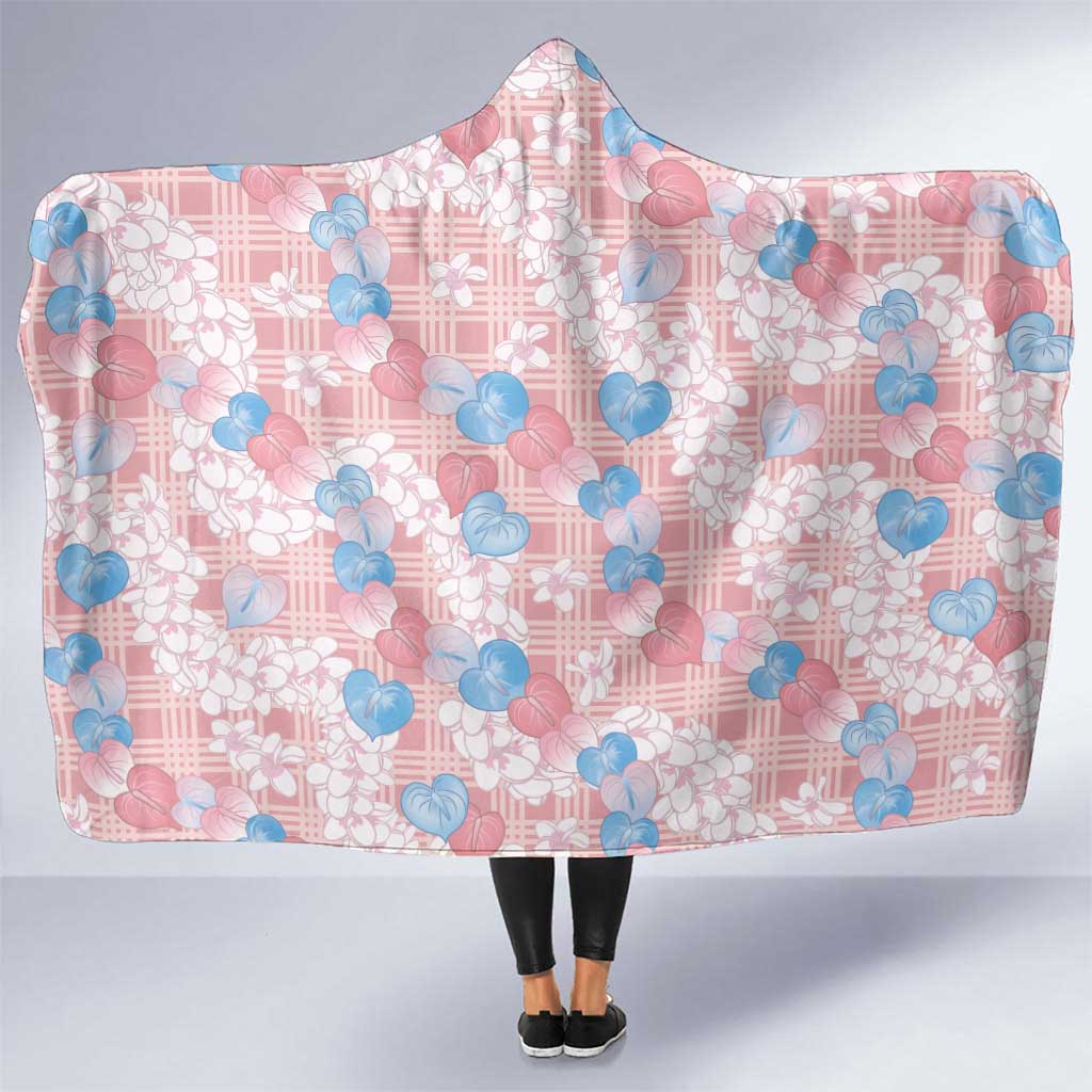 Anthurium Plumeria Lei Pastel Hooded Blanket Pink Hawaiian Splendid Palaka