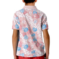 Anthurium Plumeria Lei Pastel Kid Polo Shirt Pink Hawaiian Splendid Palaka