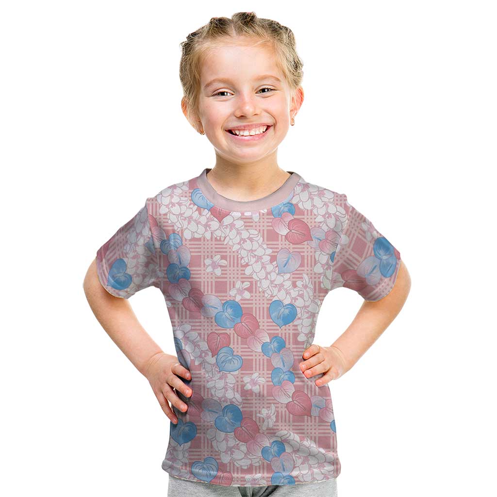 Anthurium Plumeria Lei Pastel Kid T Shirt Pink Hawaiian Splendid Palaka
