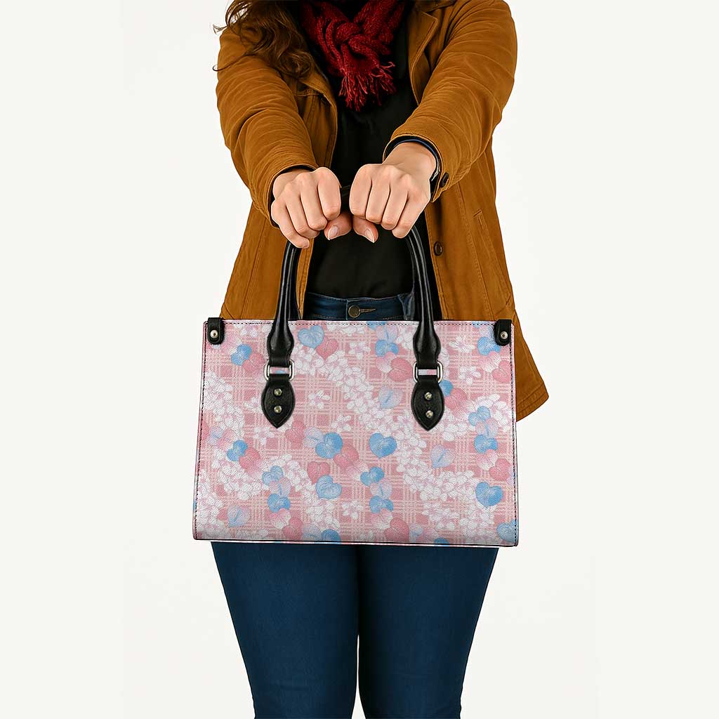 Anthurium Plumeria Lei Pastel Leather Bag Pink Hawaiian Splendid Palaka