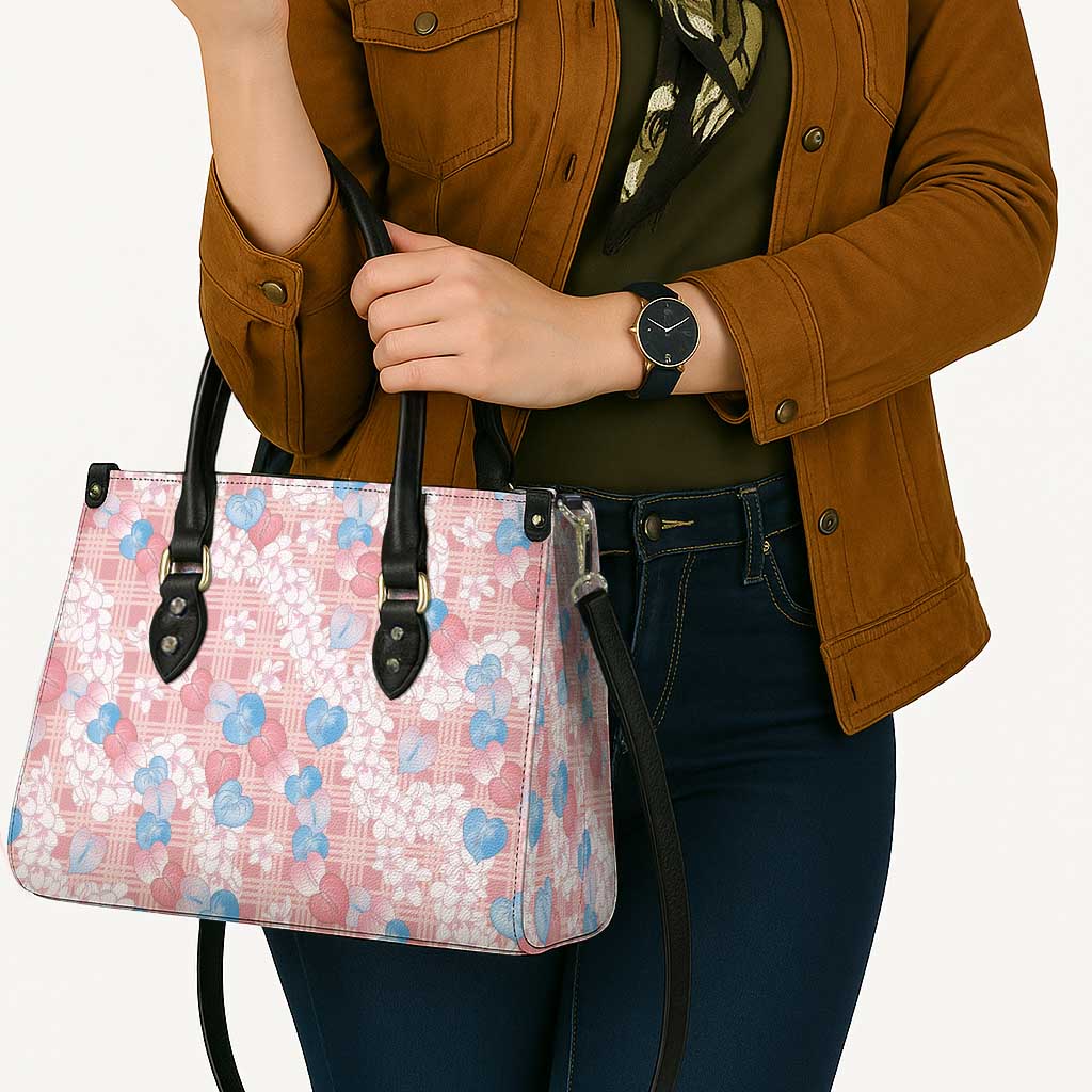 Anthurium Plumeria Lei Pastel Leather Bag Pink Hawaiian Splendid Palaka