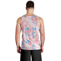 Anthurium Plumeria Lei Pastel Men Tank Top Pink Hawaiian Splendid Palaka