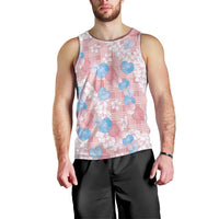 Anthurium Plumeria Lei Pastel Men Tank Top Pink Hawaiian Splendid Palaka