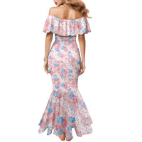 Anthurium Plumeria Lei Pastel Mermaid Dress Pink Hawaiian Splendid Palaka