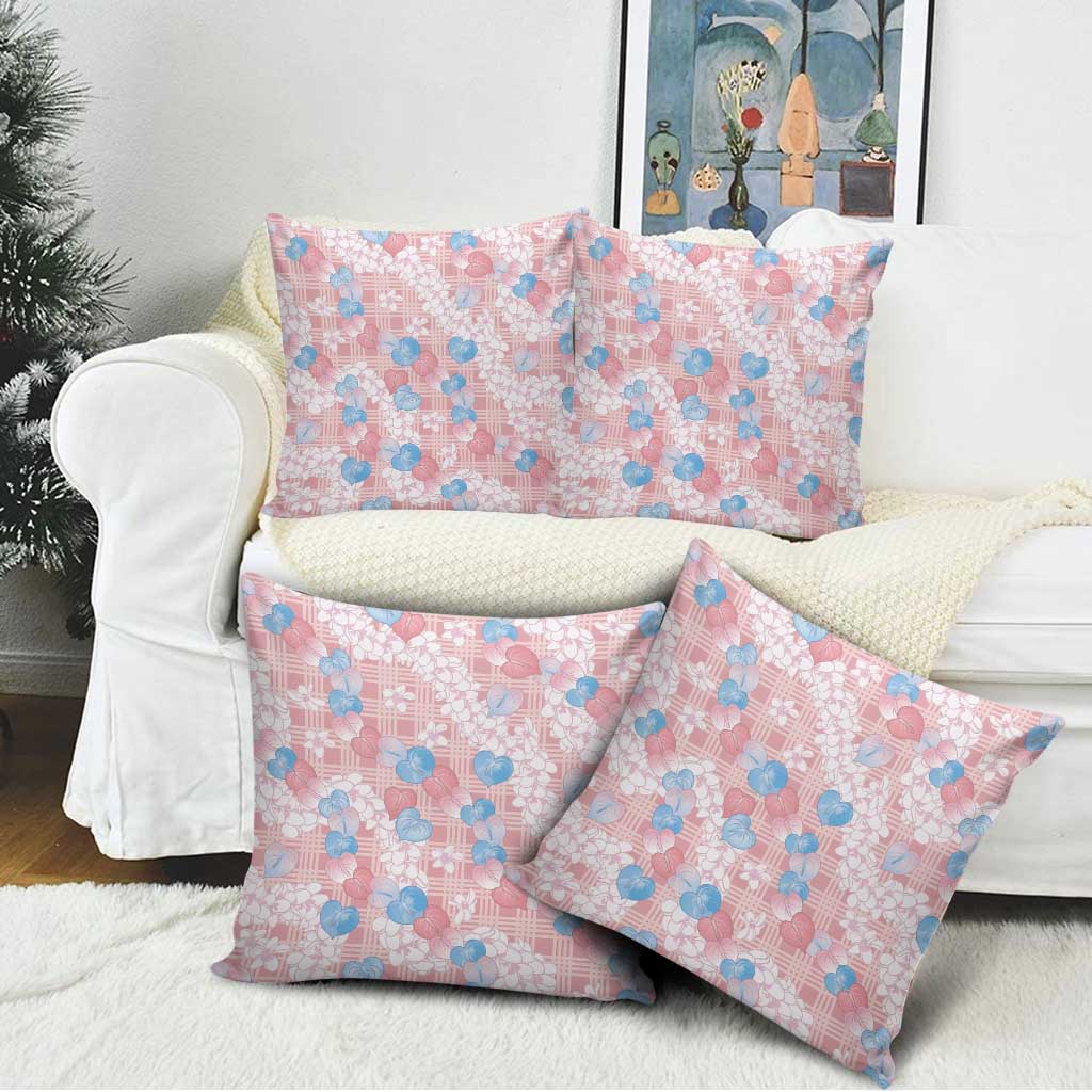 Anthurium Plumeria Lei Pastel Pillow Cover Pink Hawaiian Splendid Palaka
