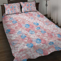 Anthurium Plumeria Lei Pastel Quilt Bed Set Pink Hawaiian Splendid Palaka