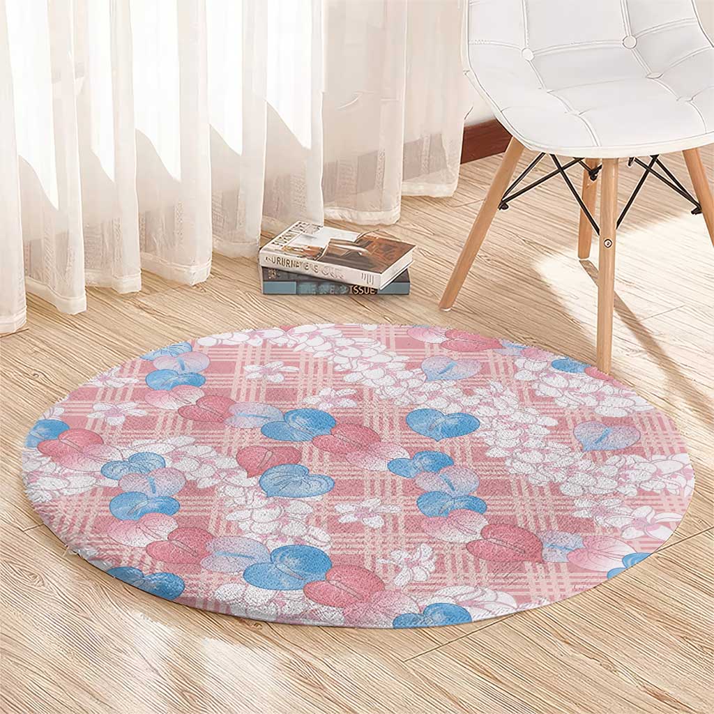 Anthurium Plumeria Lei Pastel Round Carpet Pink Hawaiian Splendid Palaka