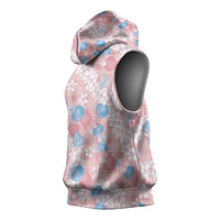 Anthurium Plumeria Lei Pastel Sleeveless Hoodie Pink Hawaiian Splendid Palaka