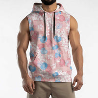 Anthurium Plumeria Lei Pastel Sleeveless Hoodie Pink Hawaiian Splendid Palaka