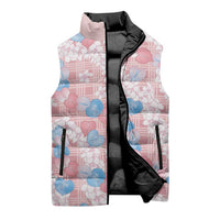 Anthurium Plumeria Lei Pastel Sleeveless Puffer Jacket Pink Hawaiian Splendid Palaka