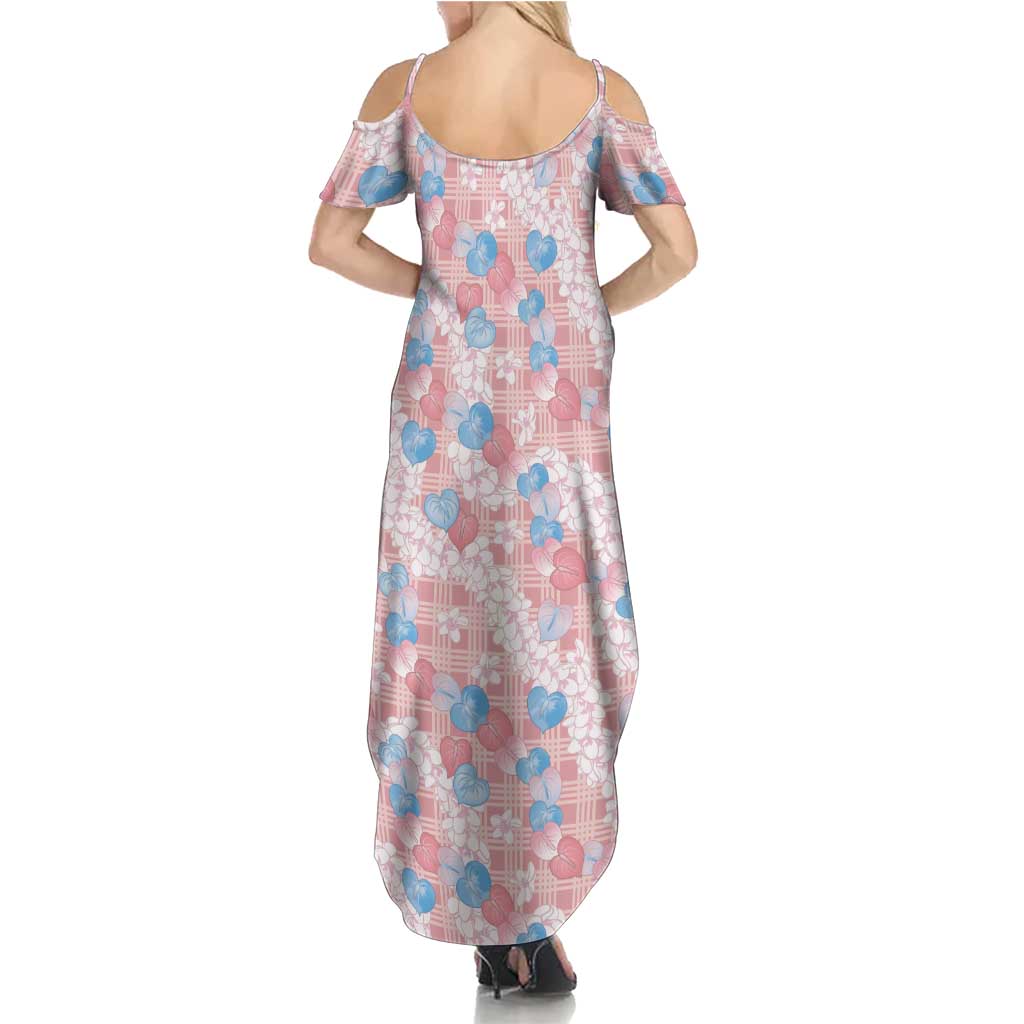 Anthurium Plumeria Lei Pastel Summer Maxi Dress Pink Hawaiian Splendid Palaka