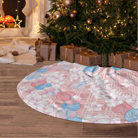 Anthurium Plumeria Lei Pastel Tree Skirt Pink Hawaiian Splendid Palaka LT01 - Polynesian Pride