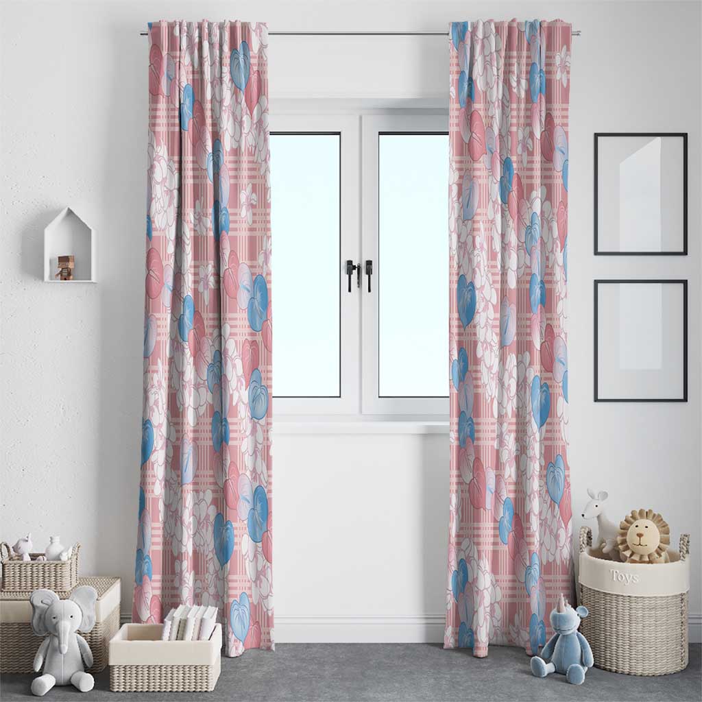 Anthurium Plumeria Lei Pastel Window Curtain Pink Hawaiian Splendid Palaka