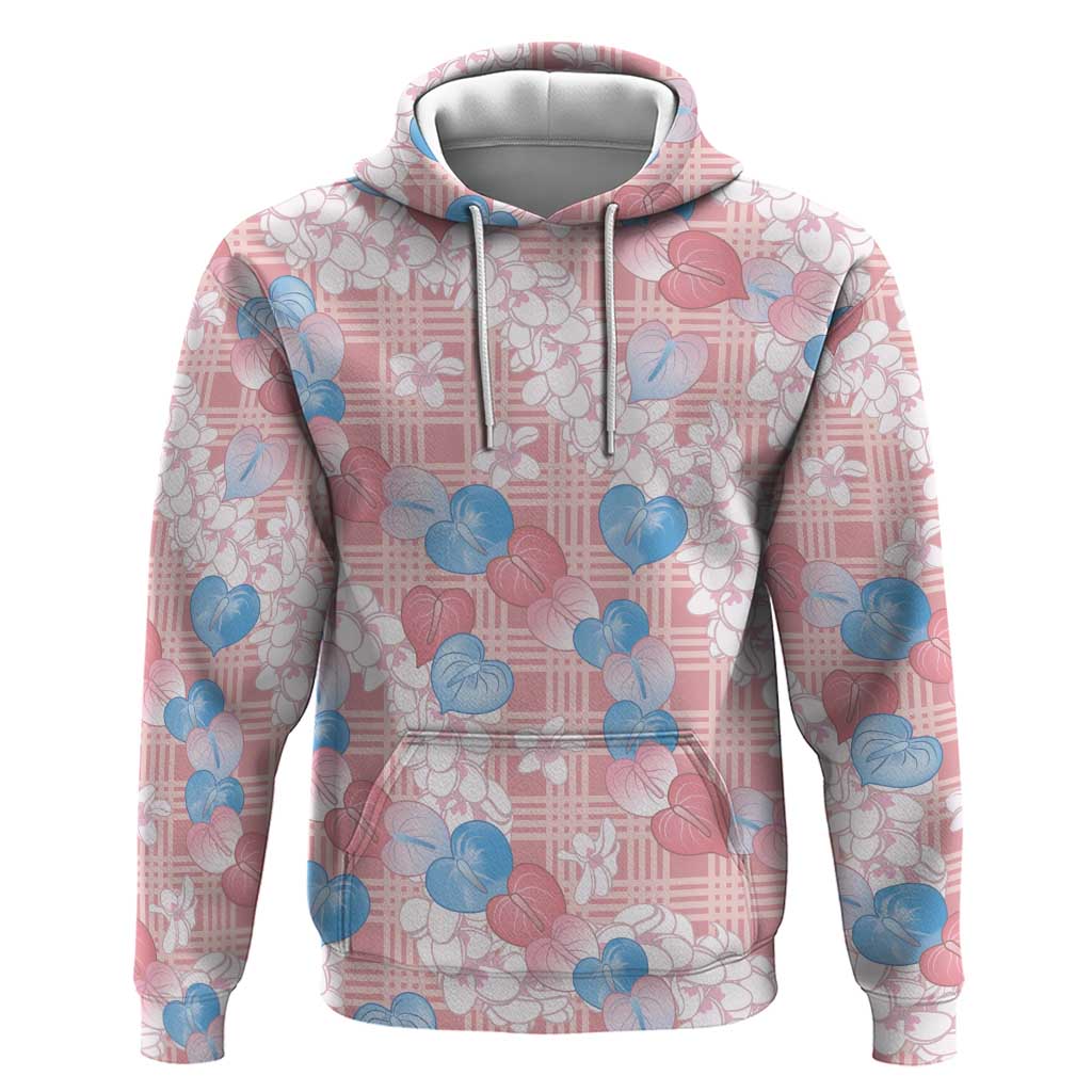 Anthurium Plumeria Lei Pastel Zip Hoodie Pink Hawaiian Splendid Palaka