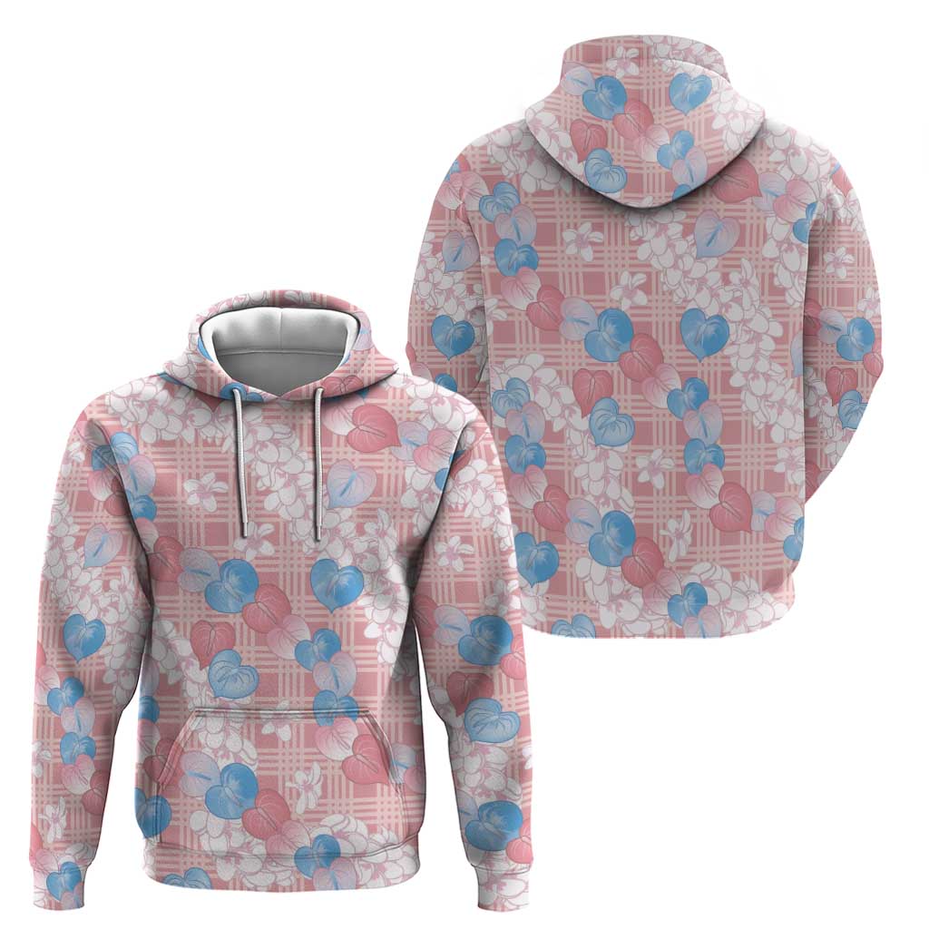 Anthurium Plumeria Lei Pastel Zip Hoodie Pink Hawaiian Splendid Palaka