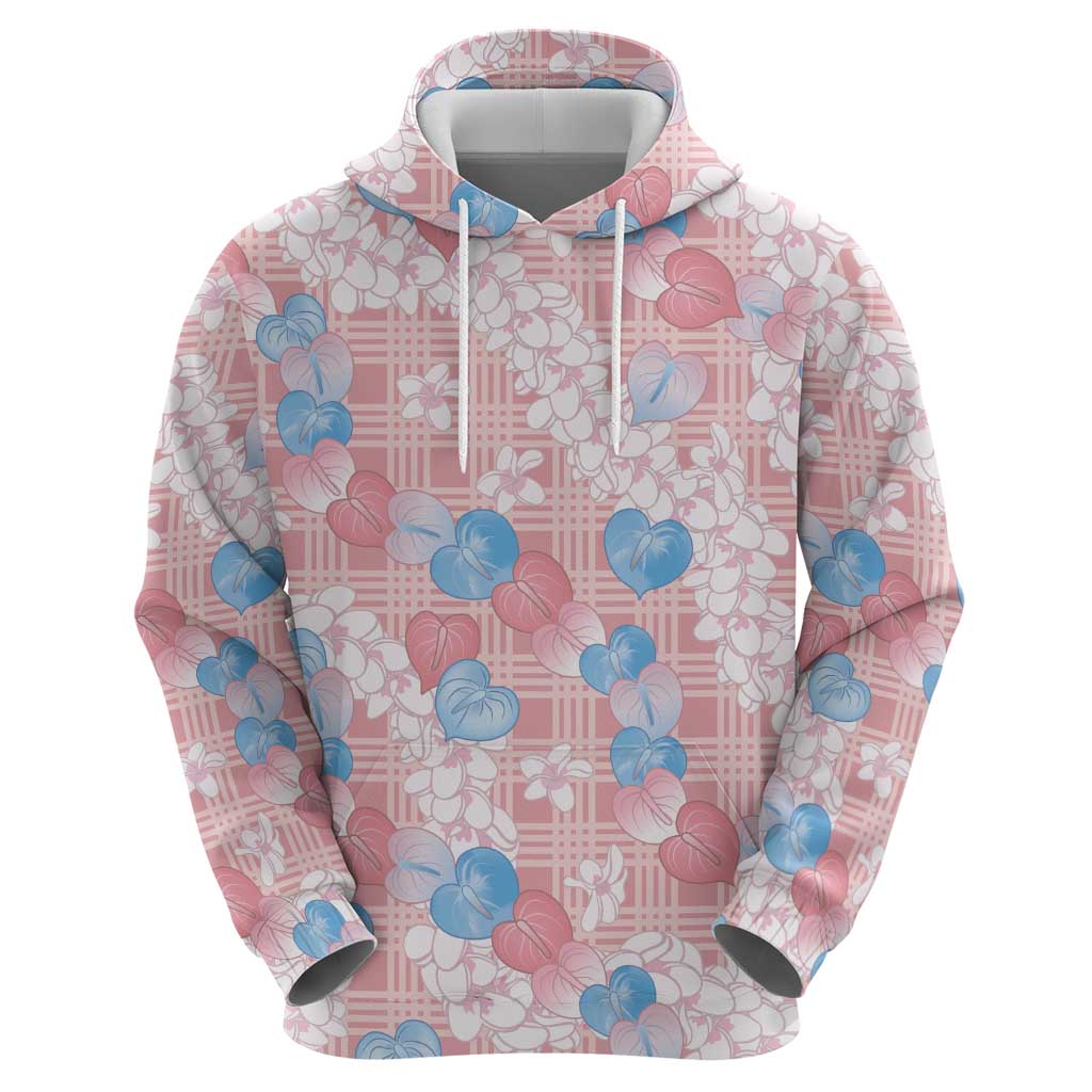Anthurium Plumeria Lei Pastel Zip Hoodie Pink Hawaiian Splendid Palaka