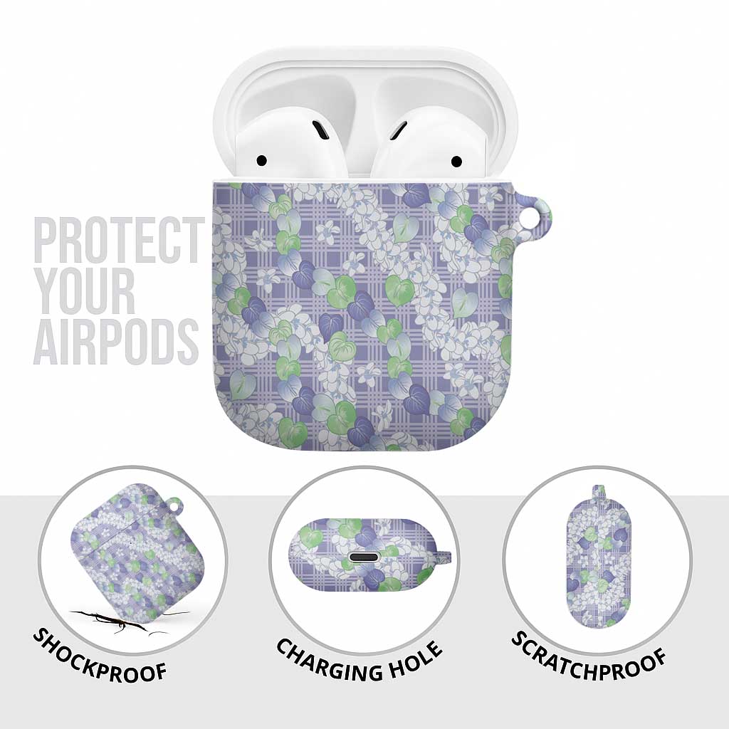 Anthurium Plumeria Lei Pastel AirPods Case Purple Hawaiian Splendid Palaka