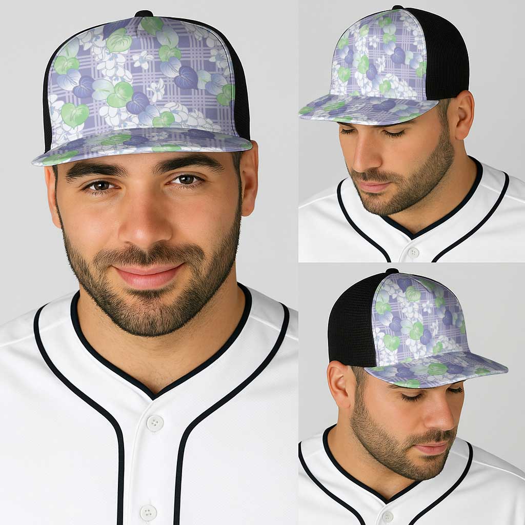 Anthurium Plumeria Lei Pastel Baseball Net Cap Purple Hawaiian Splendid Palaka