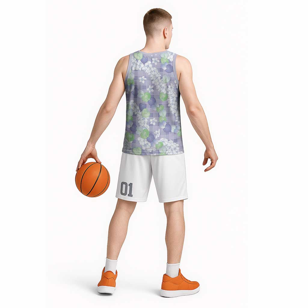 Anthurium Plumeria Lei Pastel Basketball Jersey Purple Hawaiian Splendid Palaka