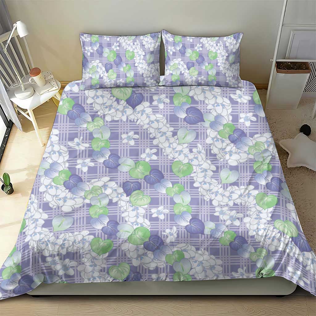 Anthurium Plumeria Lei Pastel Bedding Set Purple Hawaiian Splendid Palaka