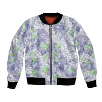 Anthurium Plumeria Lei Pastel Bomber Jacket Purple Hawaiian Splendid Palaka