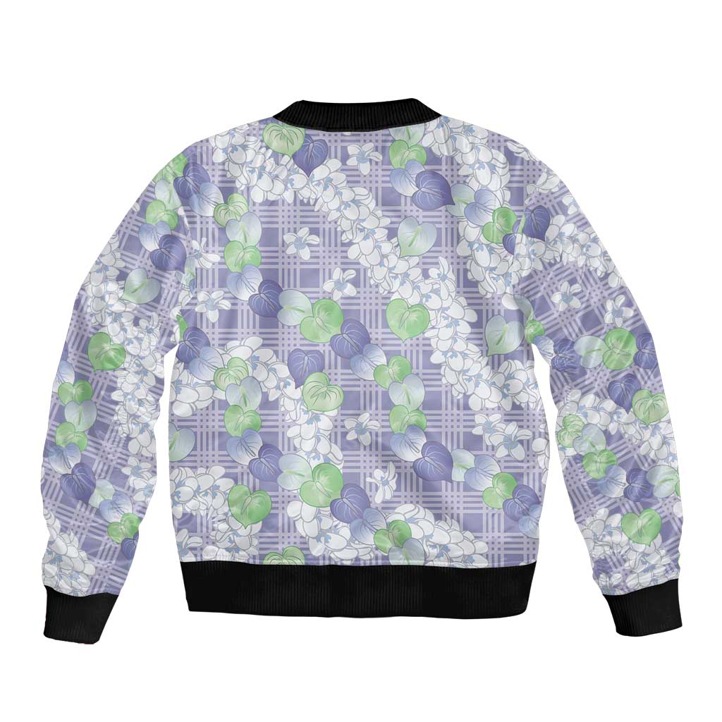 Anthurium Plumeria Lei Pastel Bomber Jacket Purple Hawaiian Splendid Palaka