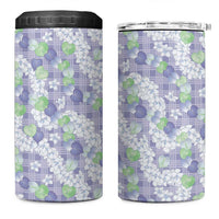 Anthurium Plumeria Lei Pastel 4 in 1 Can Cooler Tumbler Purple Hawaiian Splendid Palaka