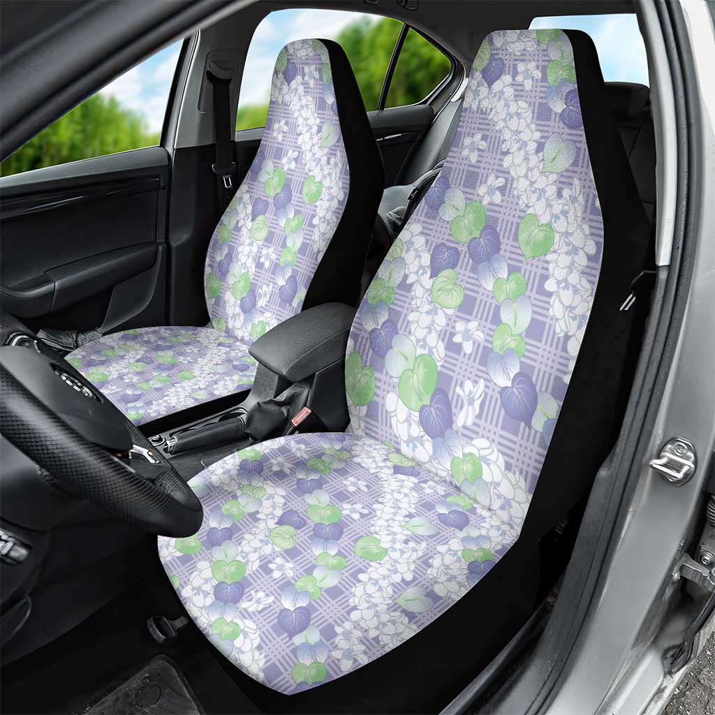 Anthurium Plumeria Lei Pastel Car Seat Cover Purple Hawaiian Splendid Palaka