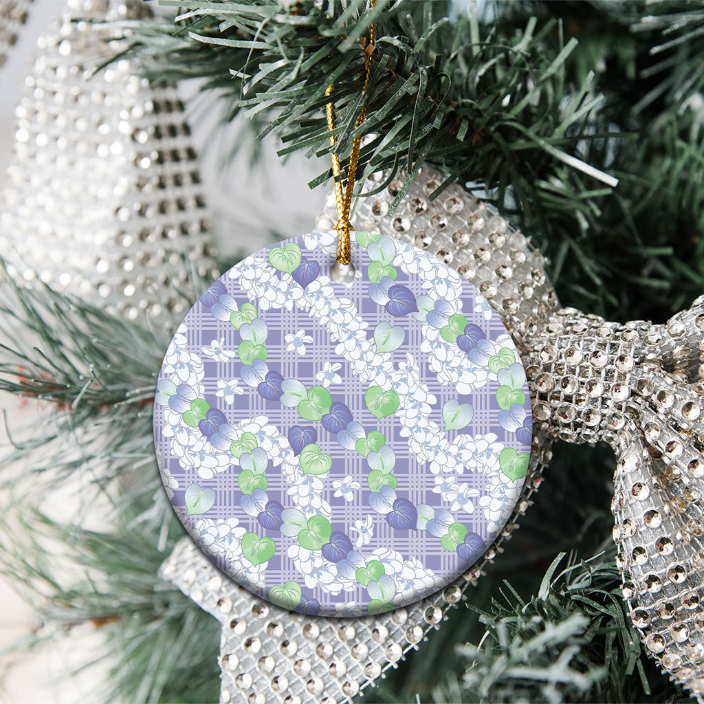 Anthurium Plumeria Lei Pastel Ceramic Ornament Purple Hawaiian Splendid Palaka LT01 - Polynesian Pride