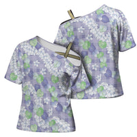 Anthurium Plumeria Lei Pastel Cross Shoulder Shirt Purple Hawaiian Splendid Palaka