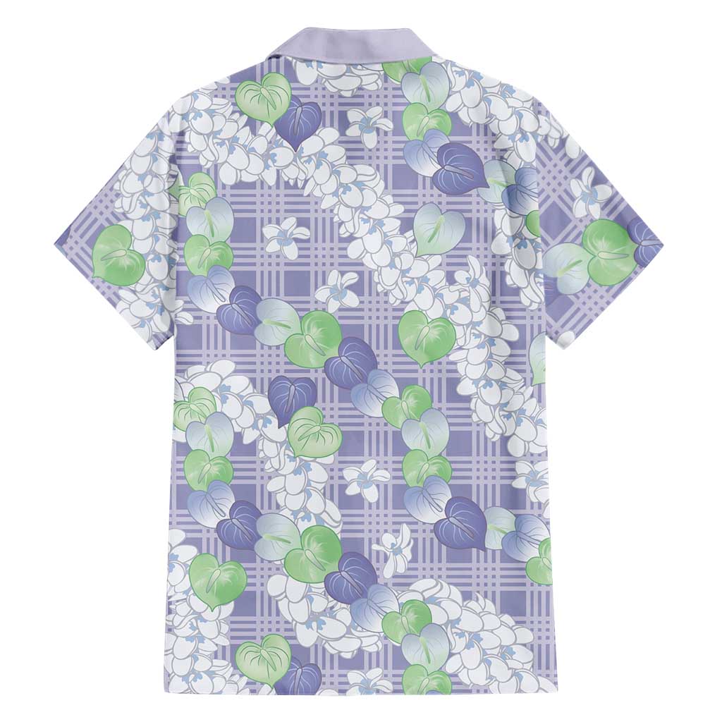 Anthurium Plumeria Lei Pastel Family Matching Off The Shoulder Long Sleeve Dress and Hawaiian Shirt Purple Hawaiian Splendid Palaka LT01 - Polynesian Pride